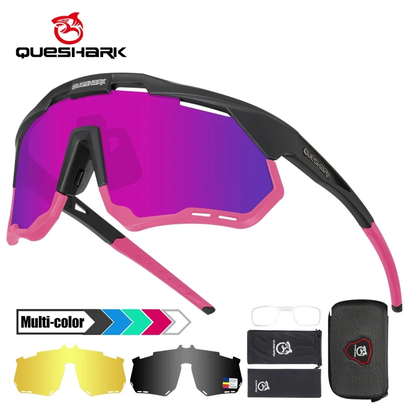 QUESHARK Adults Polarized Cycling Sunglasses Sports MTB Bicycle Eyewear Riding Road UV Mirror Bike Glasses Goggles QE52