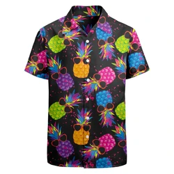 3d Print Funny Pineapple Fruits Graphic Shirts Men Casual Short Sleeve Loose Hawaii Beach Shirt Streetwear Summer Mens Clothes