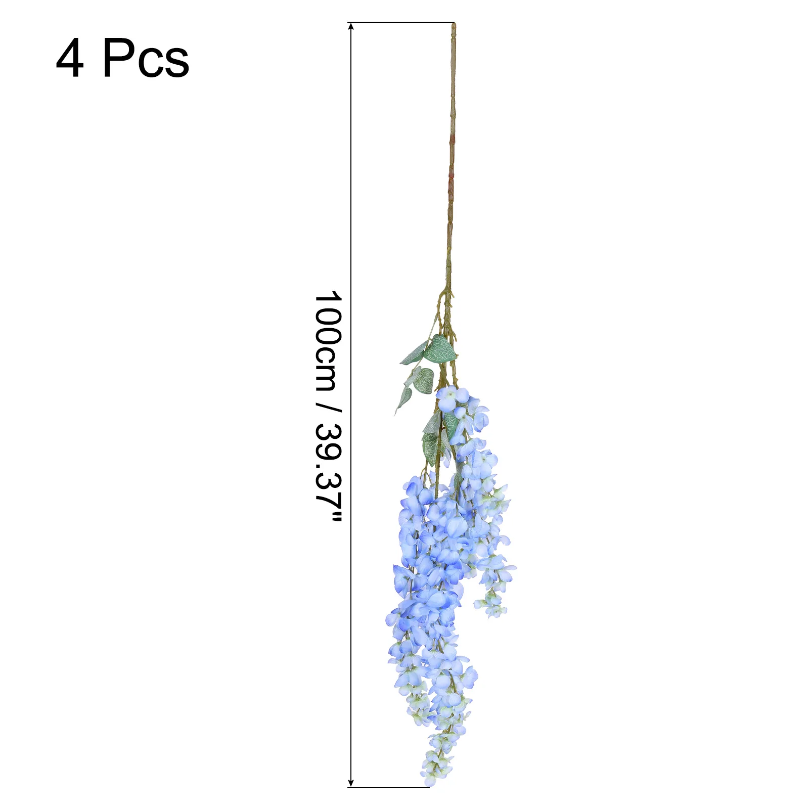 Fake Wisteria Hanging Flower Wisteria Artificial Vine Bushy Silk Flowers String 39.4 Inch for Home,Garden (Light Blue)