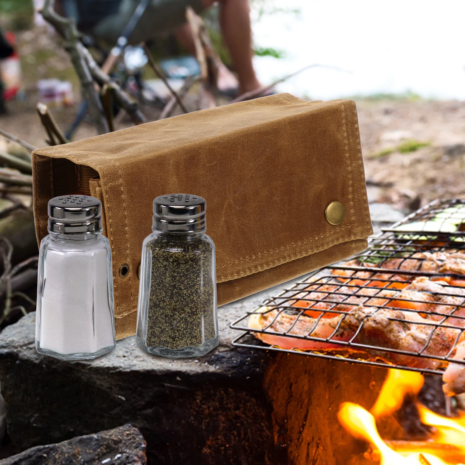 

Canvas Spice Bag Nylon Camping Travel Condiment Holder Foldable Picnic Bottle Container Storage Solution Outdoor