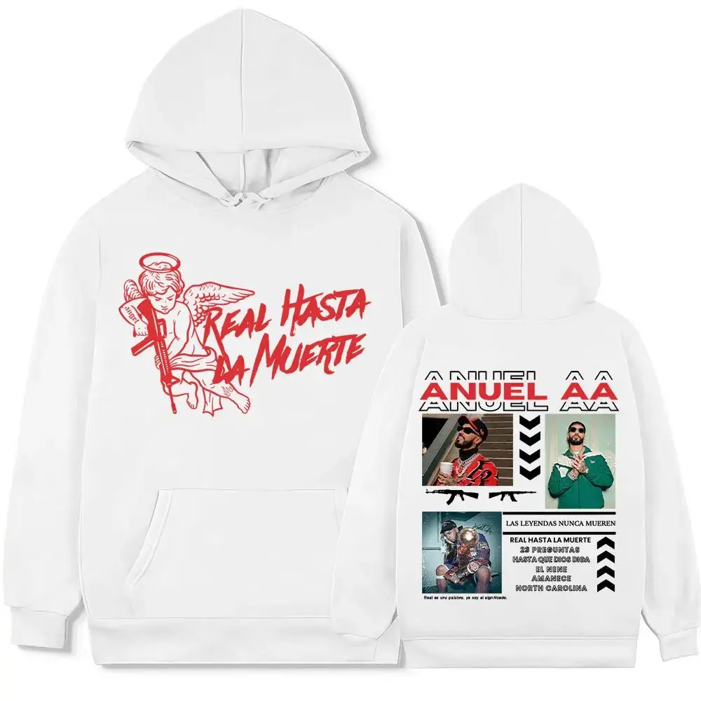 Y2k Hip Pop Rapper Anuel AA Real Hasta La Muerte Neuer bedruckter Hoodie Gothic Retro Casual Loose Sweatshirts Unisex
