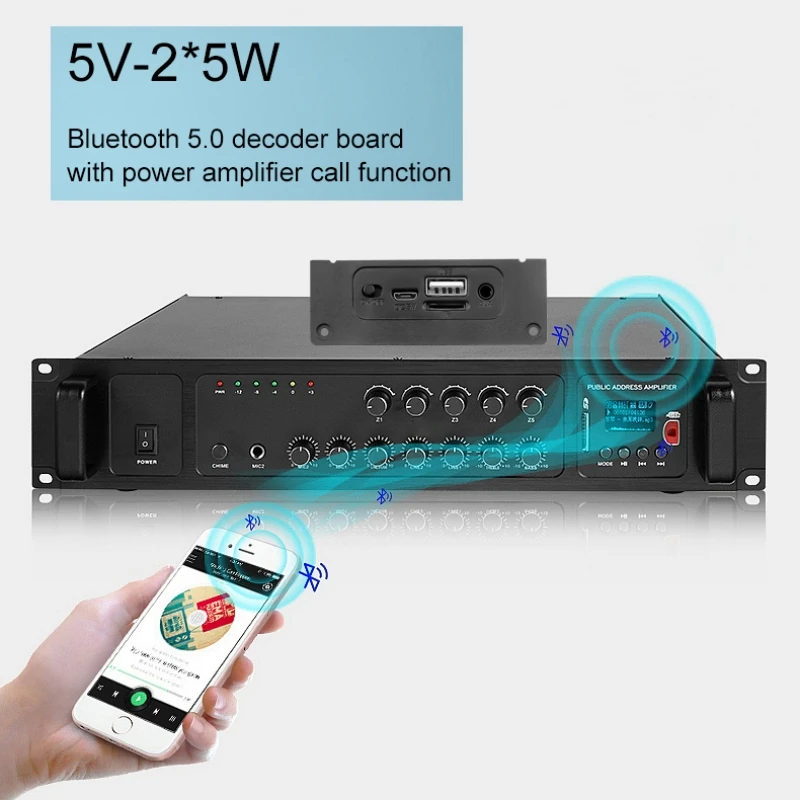 Handsfree 5W Amplifier MP3 Decoder Board 10W Bluetooth 5.0 DC 5V Car Kit MP3 Player FM Radio Module TF USB AUX Call for Speaker