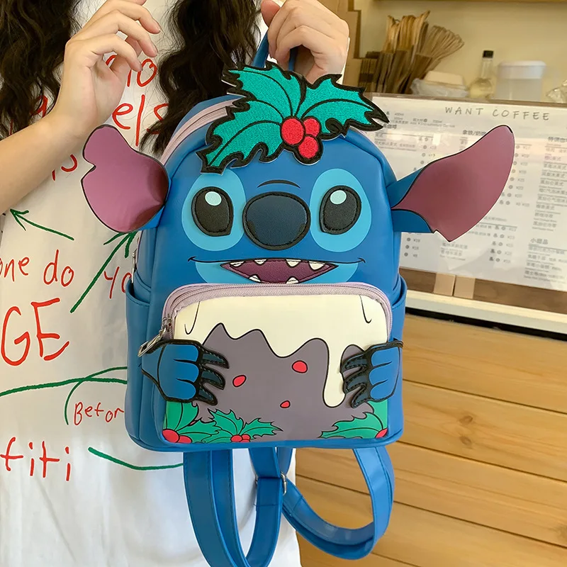 

Ins New Stitch Funny Cute Cartoon Backpack Pu Leather Stitch Girl Travel Portable Backpack Holiday Gift Toys
