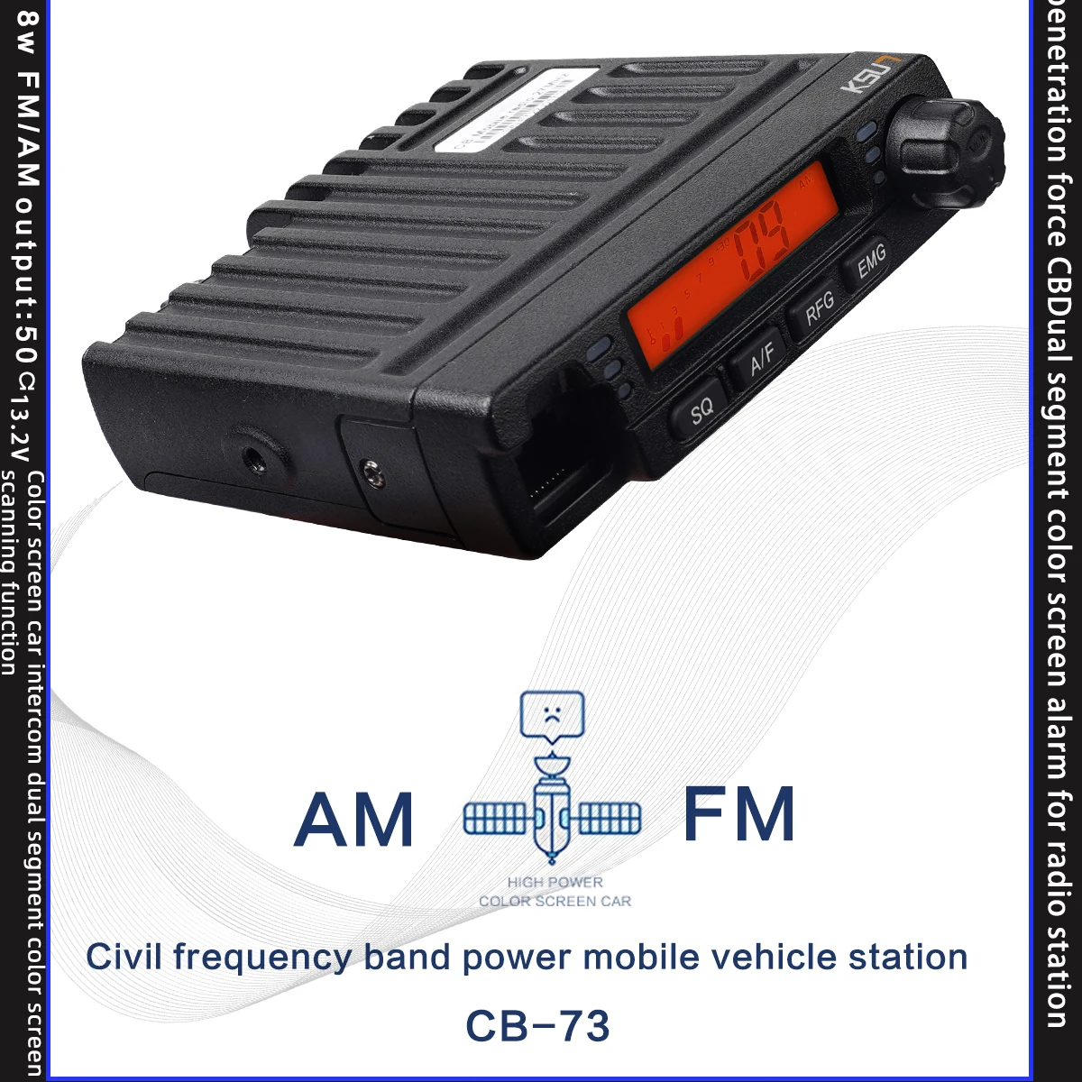 KSUN CB-73 Vehicle Mouted Walkie Talkie 26.965-27.405MHz Shortwave CB AM FM Car Radio Station