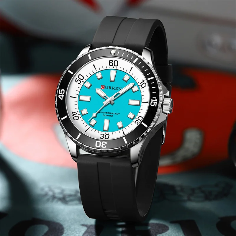 CURREN 8448 Classic Silicone Watch Business Waterproof Male Students Clock Luminous Round Quartz Men Watch reloj hombre 2024