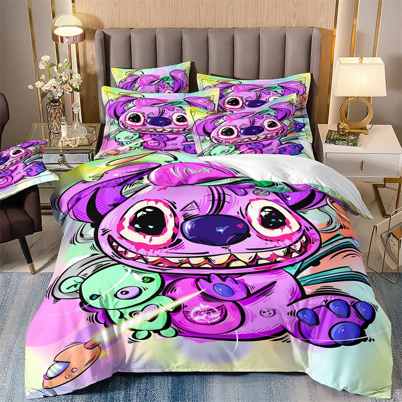 Stitch Duvet Cover Home Multi-piece Pillowcase Quilt Cover Bedding Multi-size Single Double Bed Microfiber 3D Printing