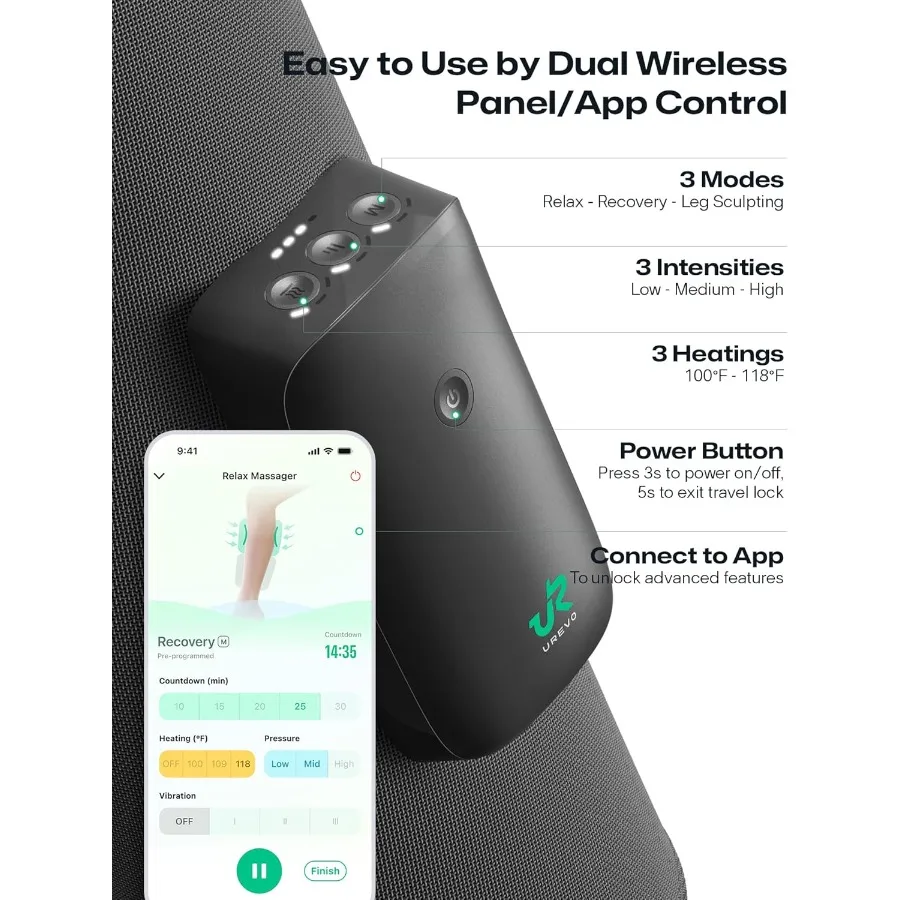 Massaggiatore per polpacci intelligente senza fili con adattamento al massaggio alimentato AIP e tecnologia di compressione dell'aria per una migliore circolazione sanguigna De