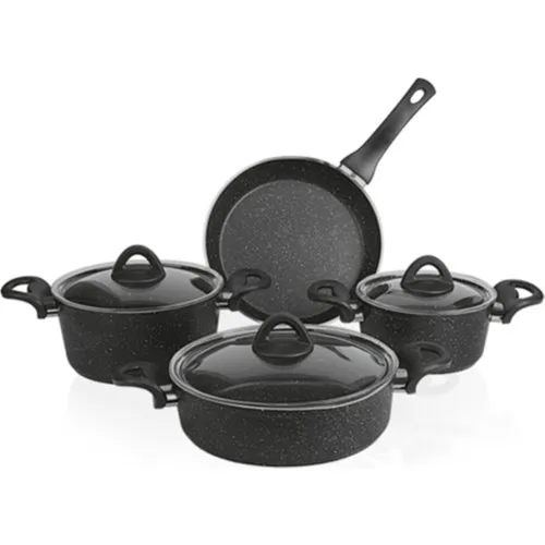 Acar 017100/1 Alya 7 Piece Black Granite Pots Set