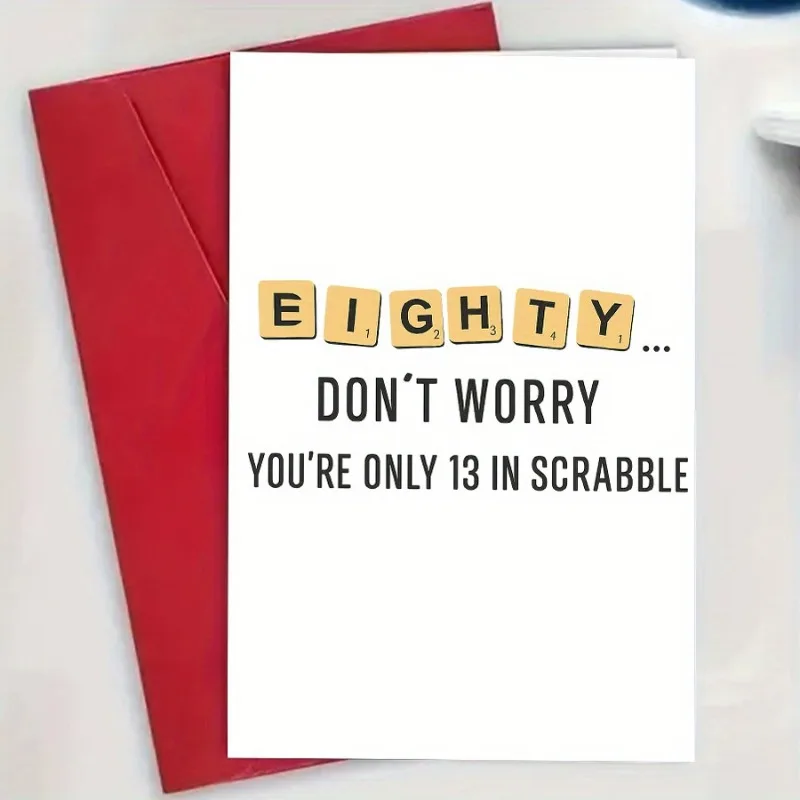Funny 80th Birthday Card - Exclusive 80th Birthday Gift for Fathers, Mothers, Grandfathers and Grannies, Scrabble Lovers, Men's and Women's Parties for Friends, Family and Elders