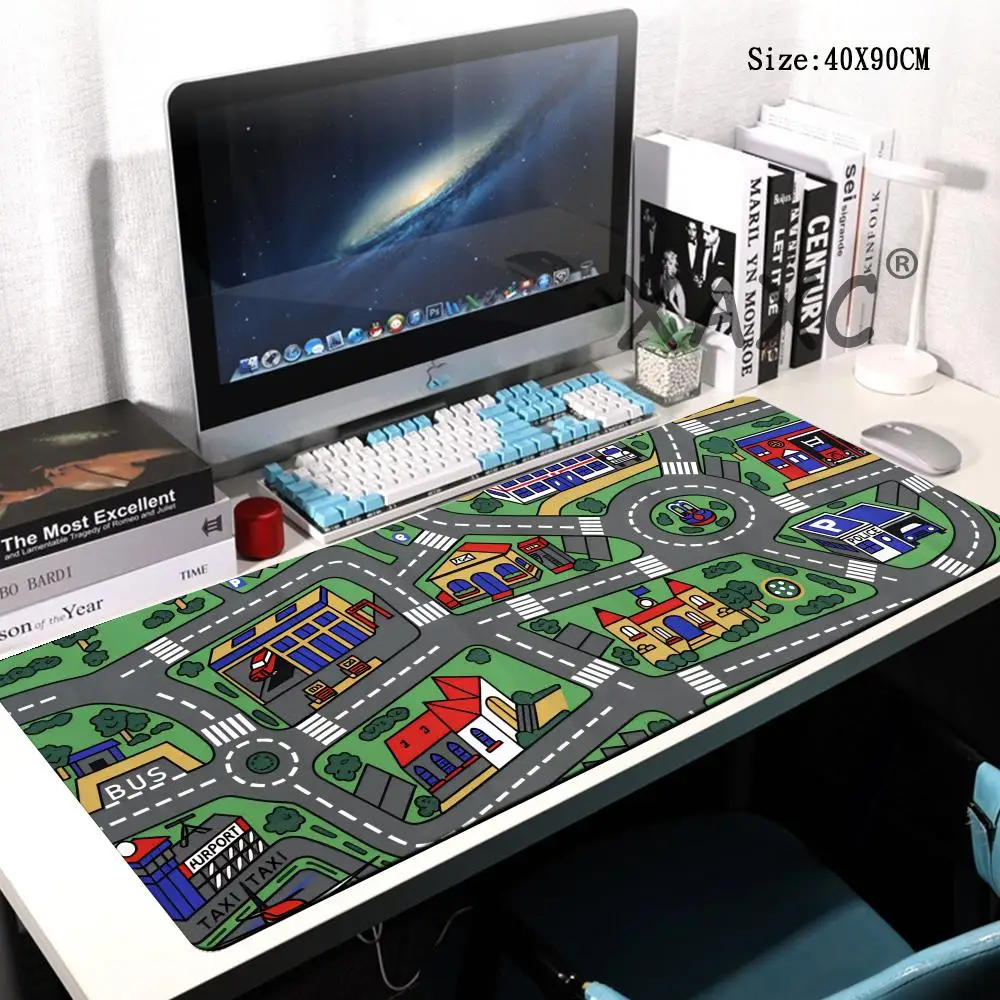

HYBXAXC Large mouse pad City retro design desk mat Mechanical keyboard gaming mat Non-Slip Durable Stitched Edge Extended pad