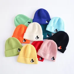 Disney Anime Mickey Mouse Knitted Woolen Hat Kawaii Minnie Colorful 3-year-old Baby Knitted Hat Children Gifts