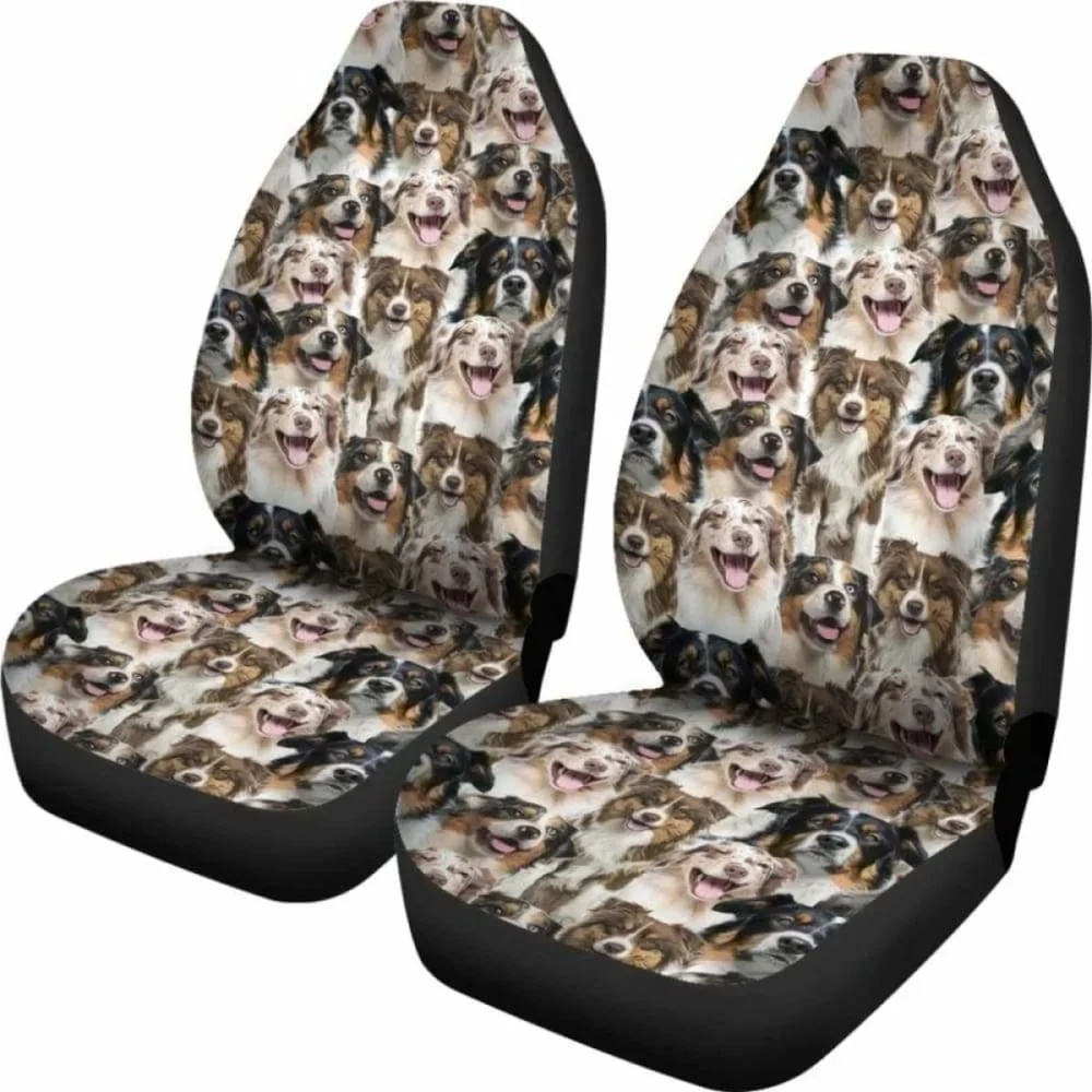 Australian Shepherd Full Face Car Seat Covers 091706,Pack of 2 Universal Front Seat Protective Cover