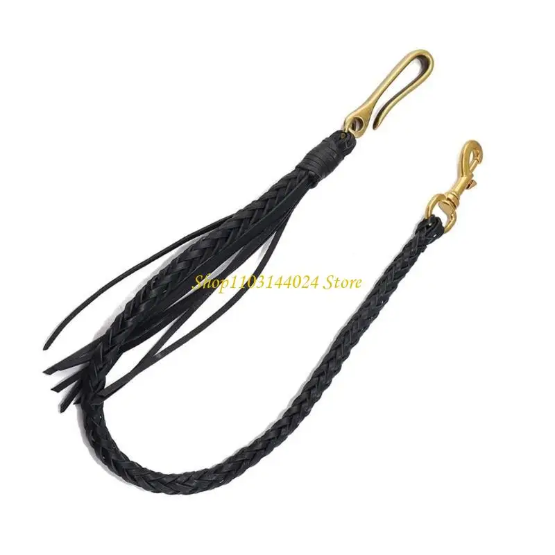 N5KE Vintage Braided Leather Tassels Pant Chain Leather Tassels Chain Elegant Pants Accessory for Pants Enhances Any Outfits