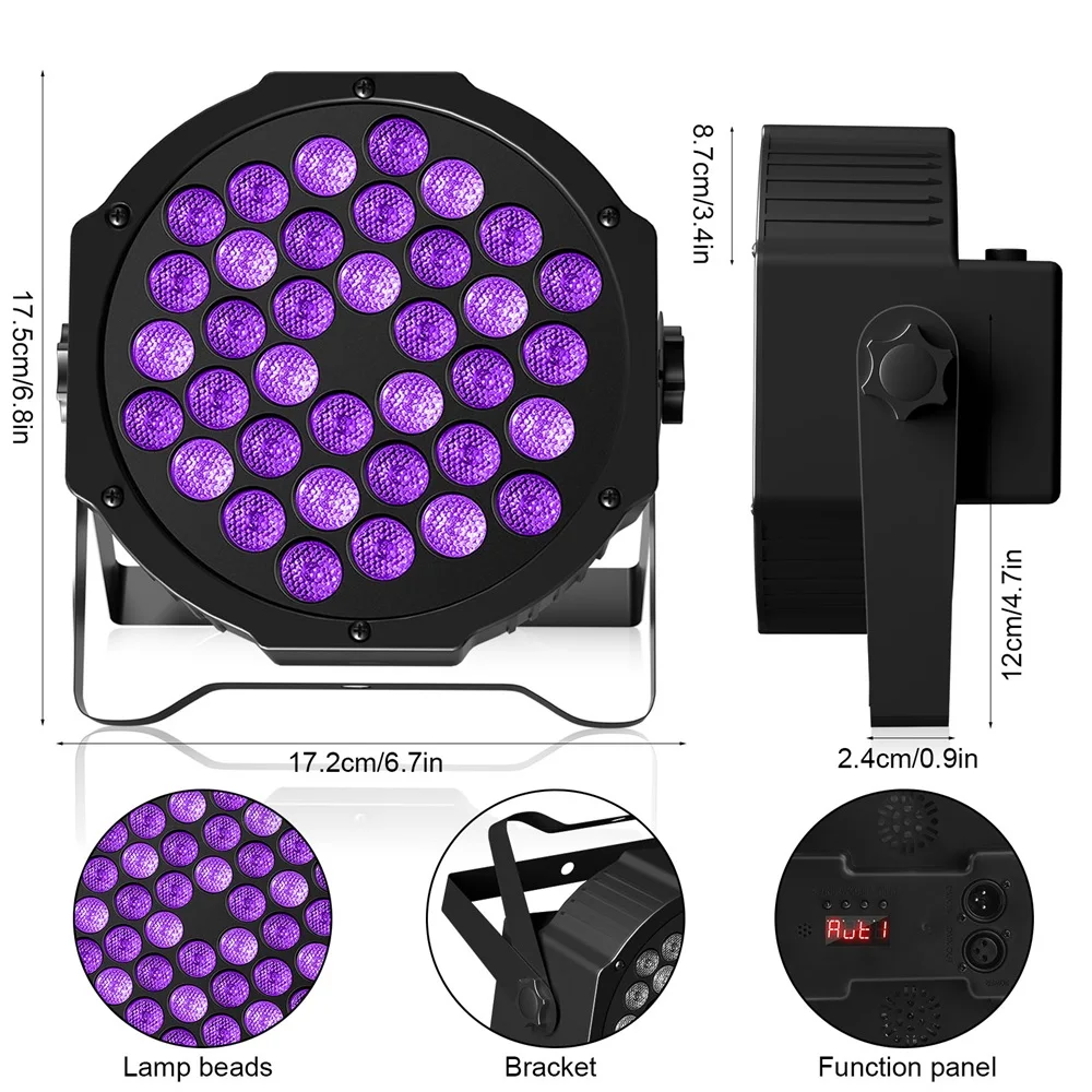 Yiflamefly LED Par Spotlight 36 LED Light RGB DMX512 With Remote Control For Disco Stage DJ Party Show Bar Halloween Christma