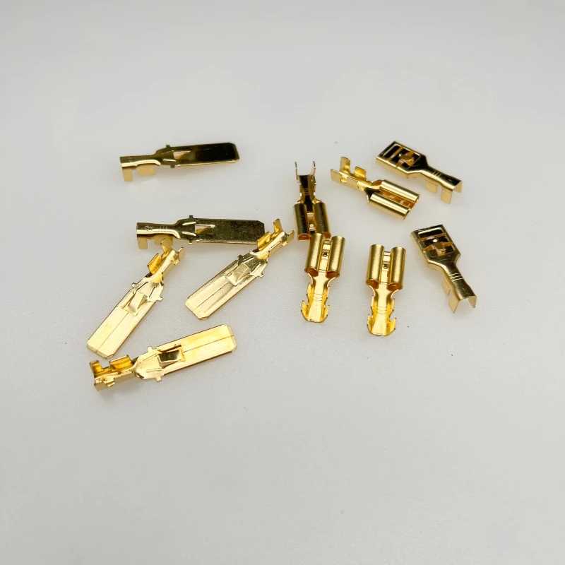 

10PCS 9.5Mm plug spring cold pressing terminal 9.5 flat barbed terminal connector, can be connected to 4-6 square wires