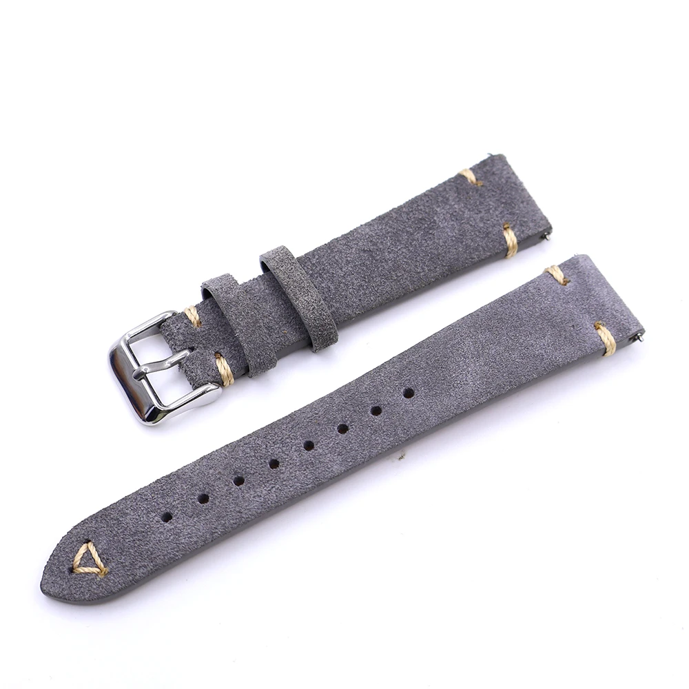 Suede Leather Watch Strap 20mm 22mm for Seiko Stitching Watchbands Quick Release Accessories Vintage Handmade Strap
