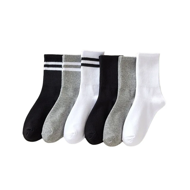 6 Pairs Women\'s Mid Socks Solid Color Breathable Comfortable In Autumn Winter Sweat Absorbing High-Quality Casual Socks Sports