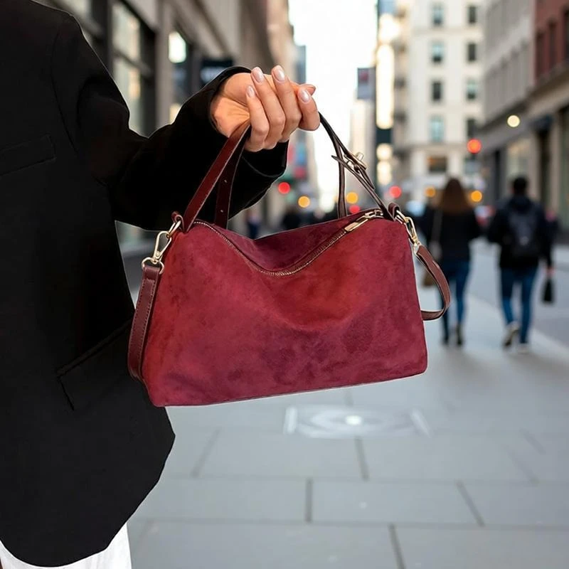 

Шикарный и просторный кошелек на молнии с верхней ручкой, просторный кошелек через плечо для телефона, боковой карман, 2026, замшевая сумка на плечо для женщин