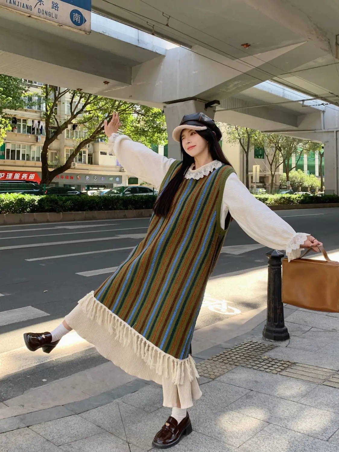 

Knitted Sleeveless Dresses Summer Womens Youth Minimalism Halter Front-Open Fashionable Ballet Cottagecore Skew Layering Thermal