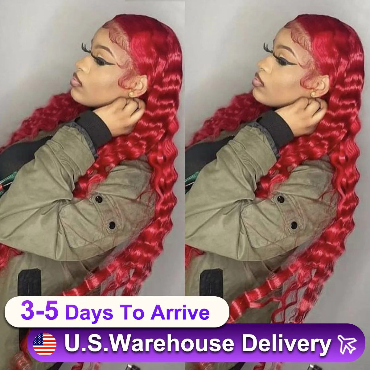 Red Glueless Wigs Human Hair Pre Plucked Hot Red Wig Human Hair Deep Wave HD Lace Front Wigs Human Hair 210% Density for Women 2