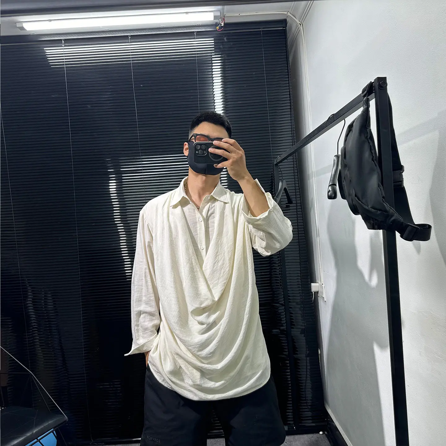 Dark Design Irregular Long Sleeve Shirt Men's Autumn Avant-Garde Idle Style Loose False Two Pieces