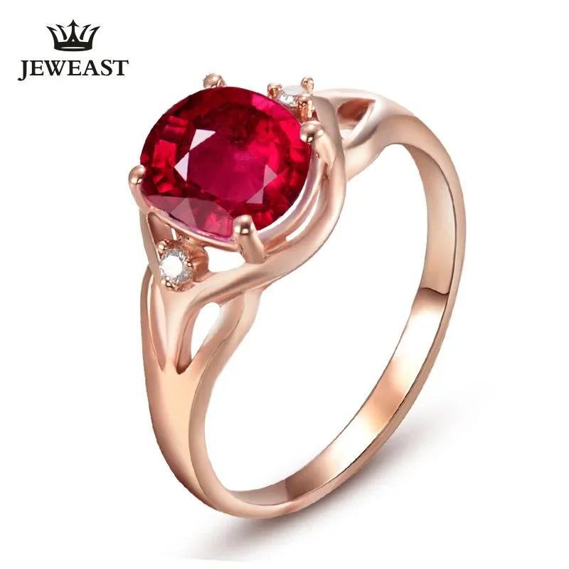 Natural Red tourmaline 18K Pure Gold 2025 New Hot Selling Top Ring Women Heart Shape Ring  For Ladies Woman Genuine Jewelry
