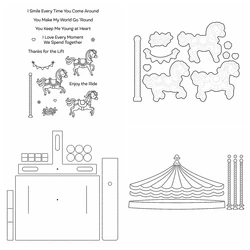 Carousel Clear Stamps and Cutting Dies for Card Making Sentiments Die Cuts Embossing Stencils Template for DIY Scrapbooking