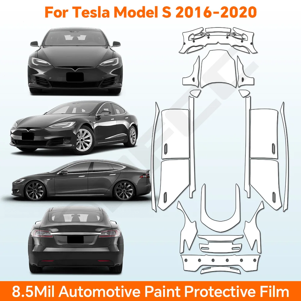 

9Mil For Tesla Model S 2016-2020 Paint Protection Film Clear Bra Car Body Pre-cut PPF Anti-Scratch Resistant Invisible Cover