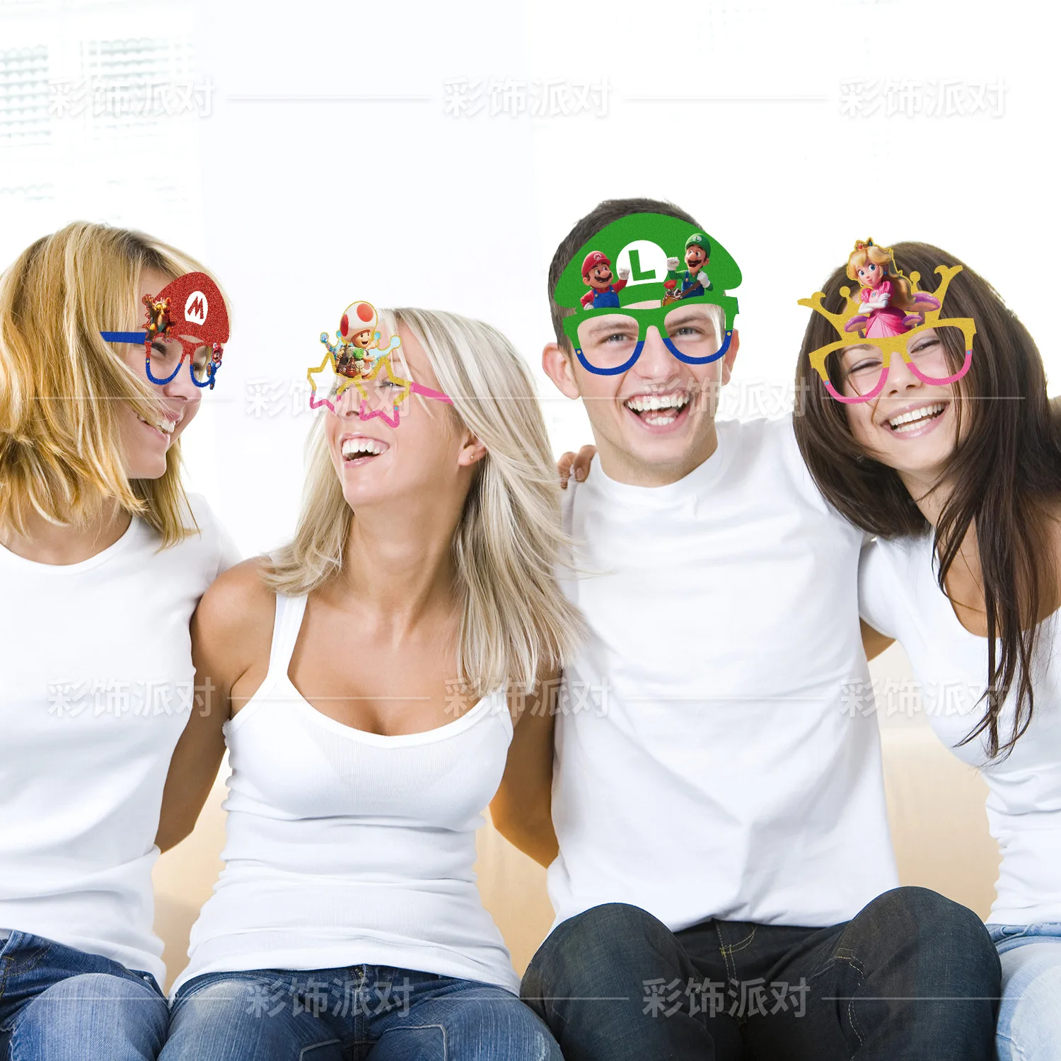 12 Pieces Game Super Mario Party Paper Glasses Photo Props Funny Props Kids Birthday Party Decorations Holiday Gifts