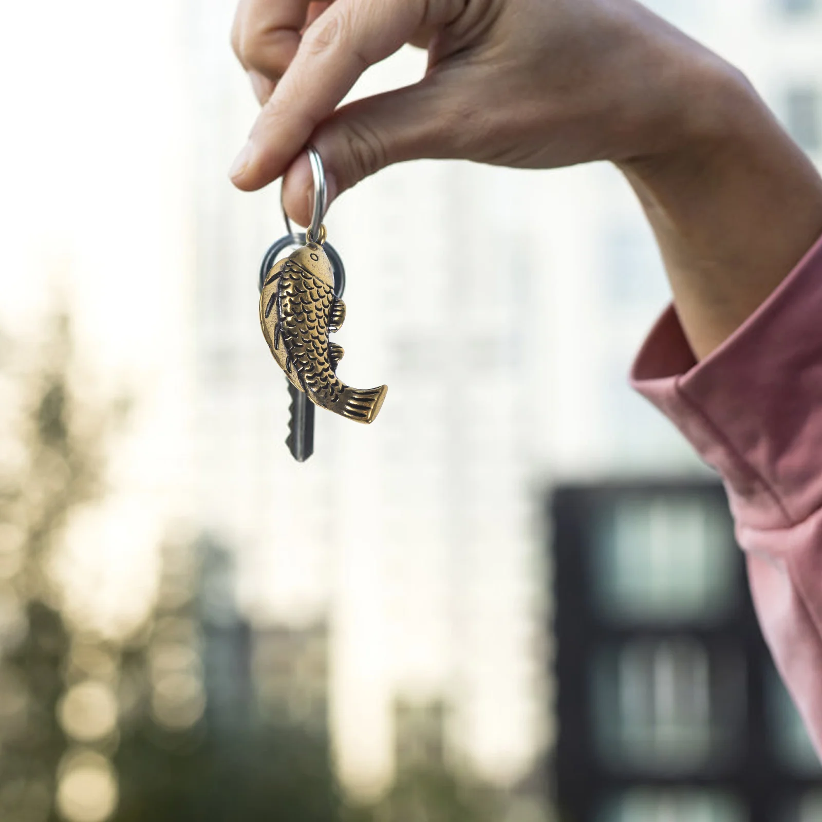 

2 Pcs Brass Carp Keychain Fine Workmanship Creative Decorative Key Ring Pendant Delicate Keychains Exquisite Details Perfect