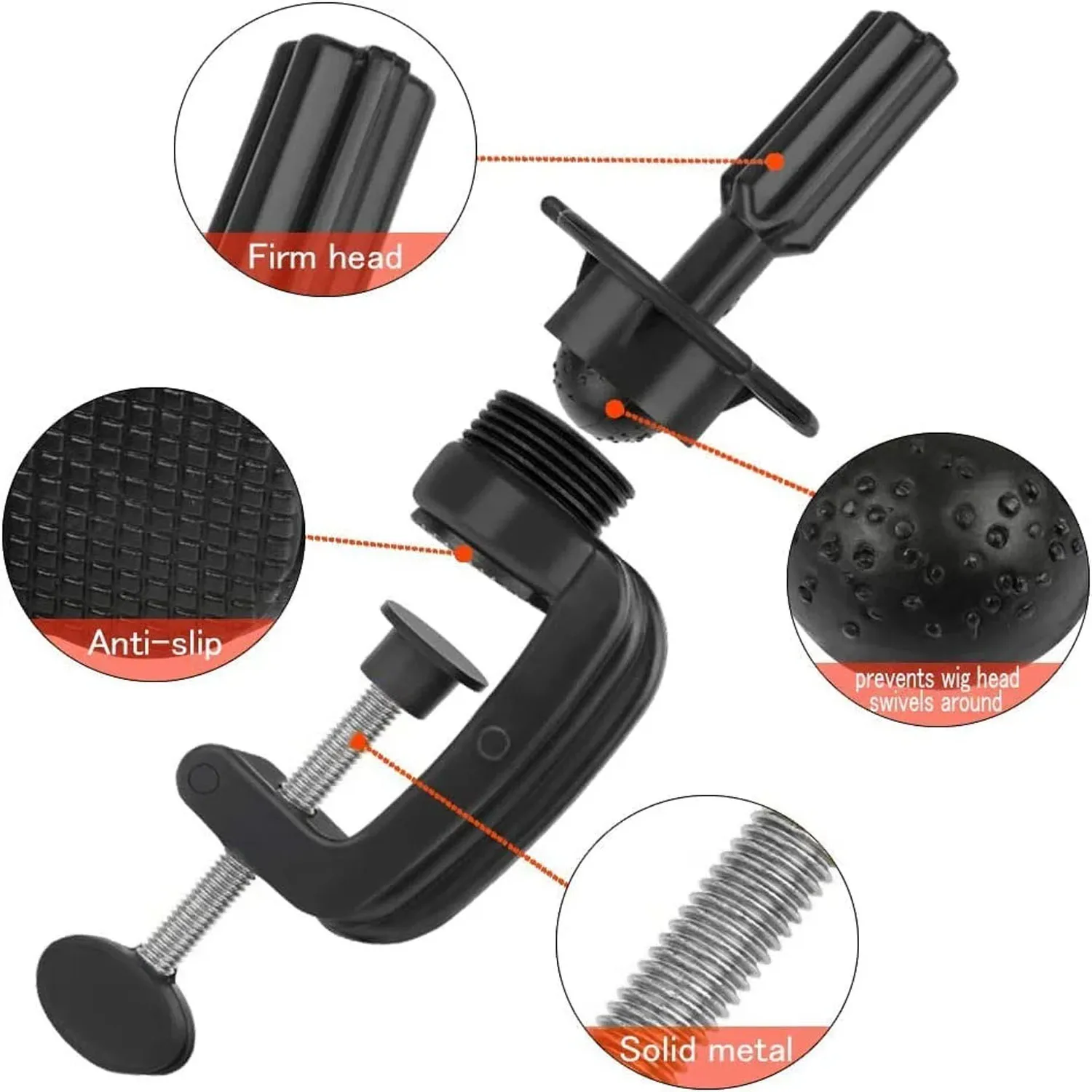 1pcs Mini Wig Head Stand Table Clamp Training Mannequin Wig Head Holder Adjustable Plastic Material Hair Accessory Tools