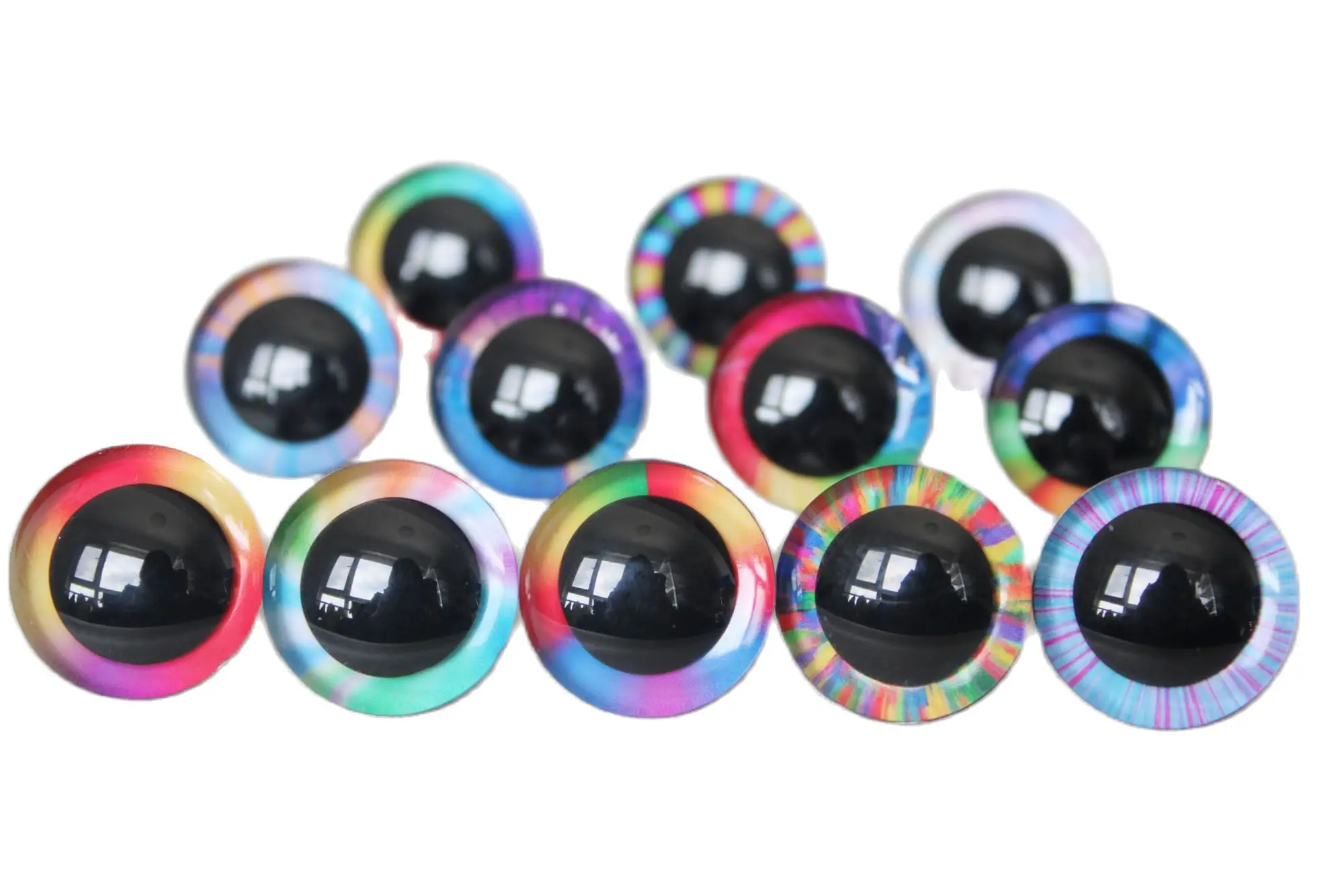 20pcs/lot new 9MM --35mm  3D rainbow colors toy safety eyes 3D Rainbow doll eyes +  washer for  diy plush doll--R12