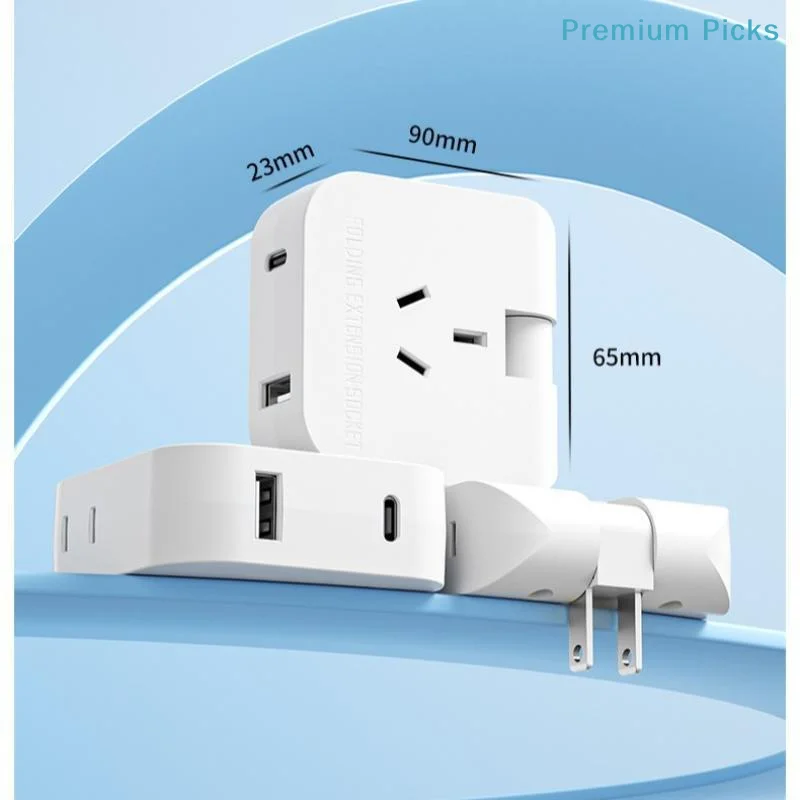 portable3-in-1 Foldable Travel Power Adapter Fast Charging US to EU KR Plug AC Outlet for Phone Laptop Charging