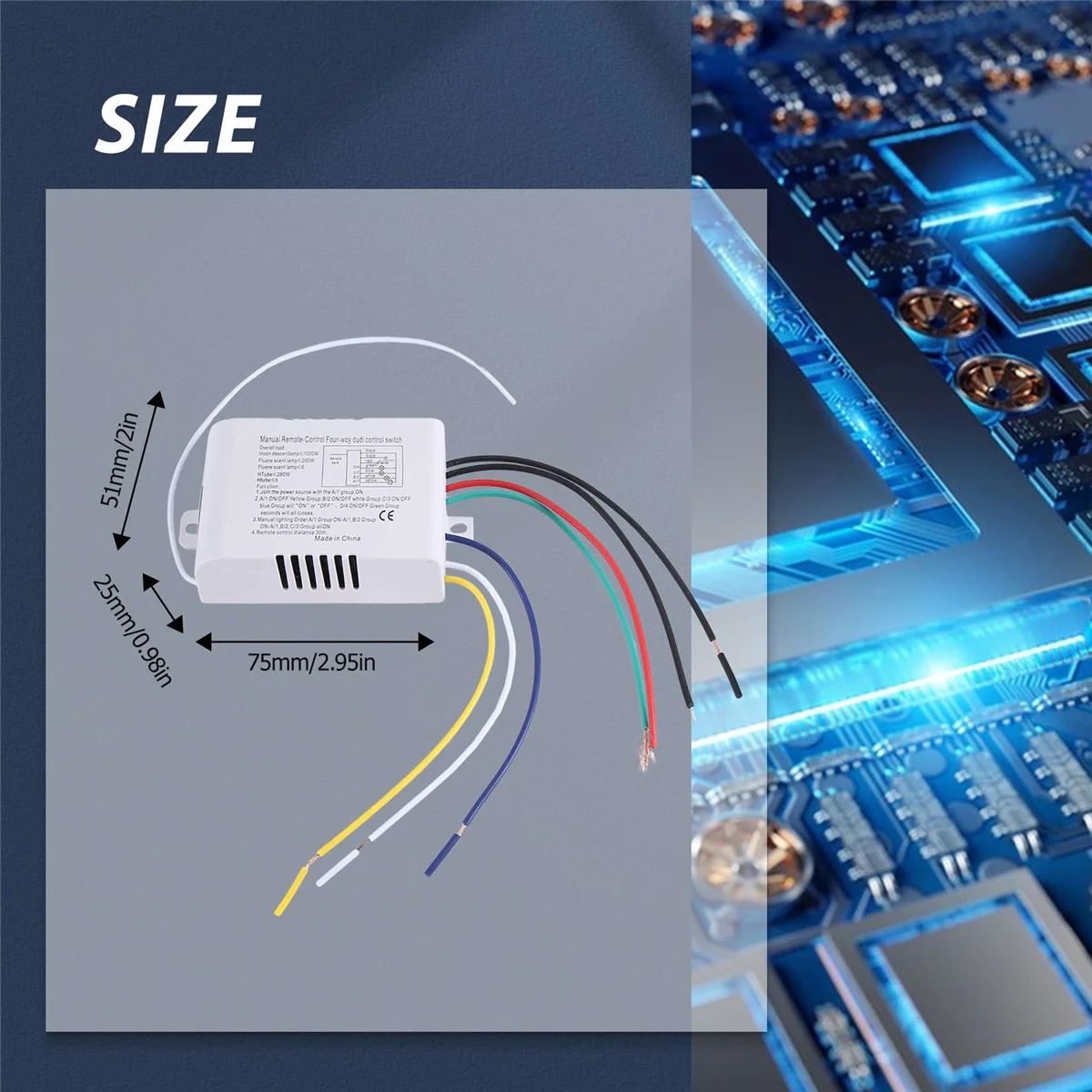 4-сторонний Цифровой Беспроводной Выключатель лампы с дистанционным управлением ВКЛ./ВЫКЛ. 220 В