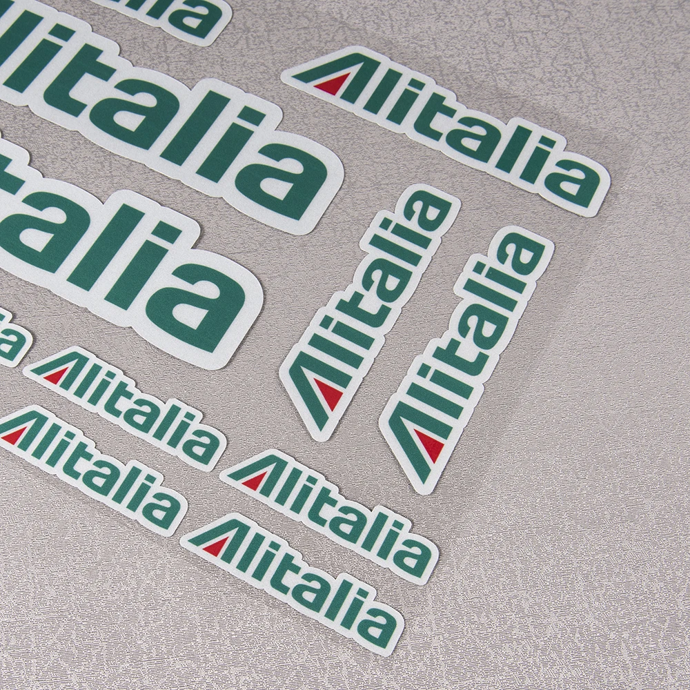 14-teiliges, reflektierendes, wasserdichtes ALITALIA-Motorrad-Aufkleber-Set, Autoaufkleber, Vinyl, grafisches Logo-Klebeset – Detail 6