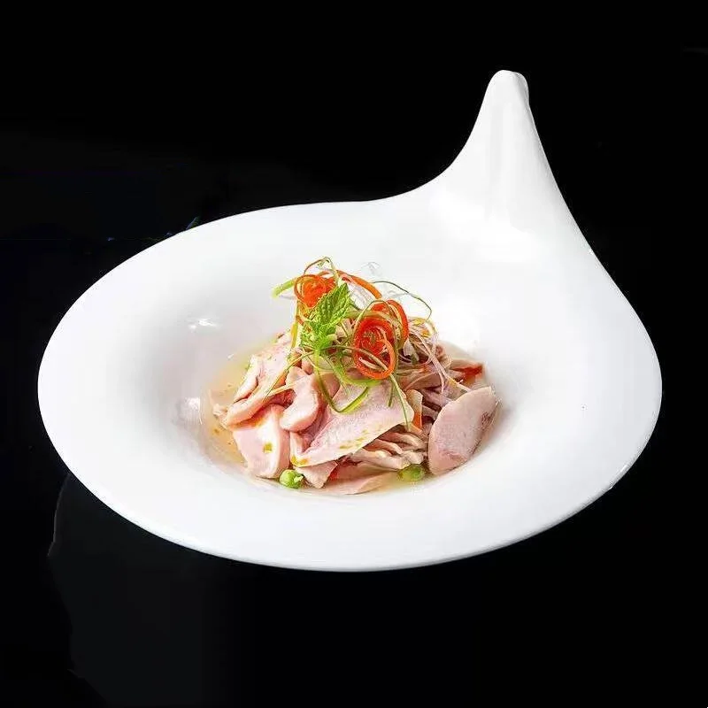 8/10 Inch White Melamine Dinner Plate Hotel Restaurant Serving Dish Creative Irregular Cold Appetizer Plate Commercial Tableware