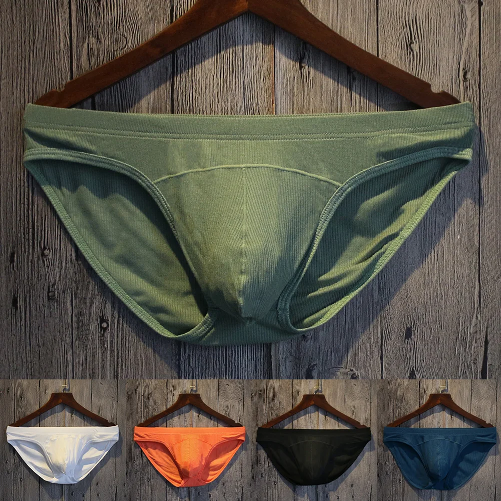 1 قطعة الرجال الصلبة مخطط الملمس ملخصات الملابس الداخلية تنفس U محدب الحقيبة السروال بلون مثير ملخصات M-2XL حجم كبير #6