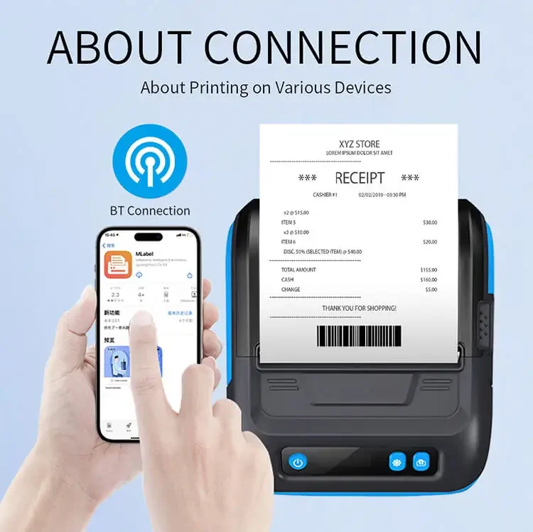 

z for MHT-P29L bluetooth 80mm mini portable label printer 3inch thermal barcode sticker 2 in 1 thermal receipt label printer