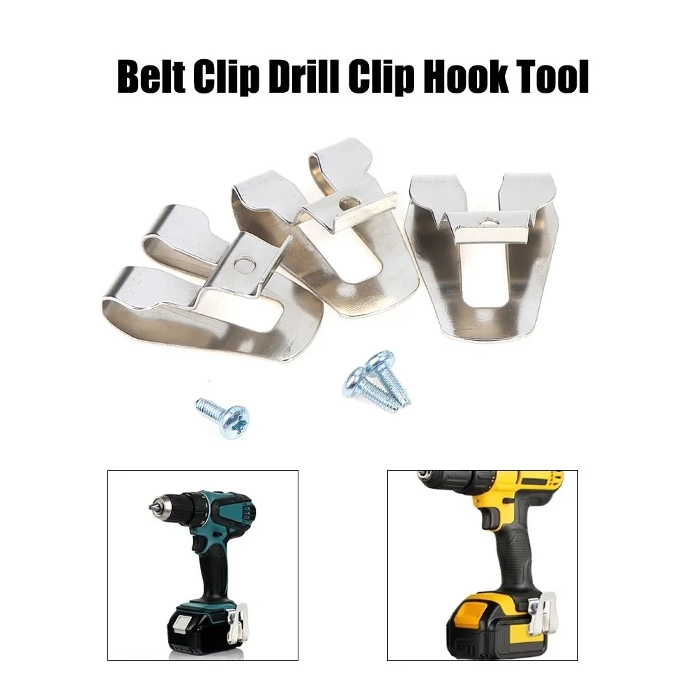 1/3pcs Drill Belt Clip Hook Stainless Steel 45*30mm Forelectric Drill Power Tool Accessories With 8mm Cap Studs Screws