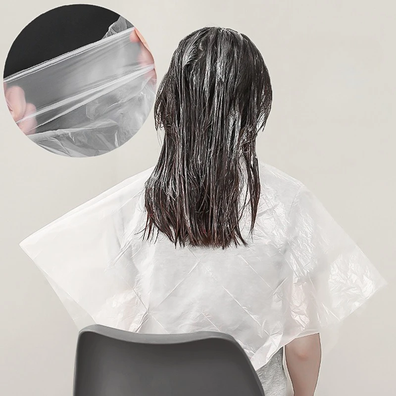 

20 шт. одноразовых накидок для парикмахерских, прозрачные пластиковые, подходят для окрашивания волос, химической завивки, стрижки, укладки и мытья.
