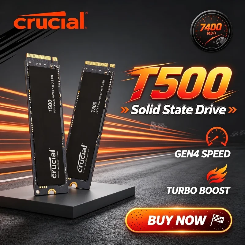 Crucial T500 500GB 1TB Gen4 NVMe M.2 SSD 7300MB/s Internal Gaming Drive for PC Laptop OEM Package Original Max Pro