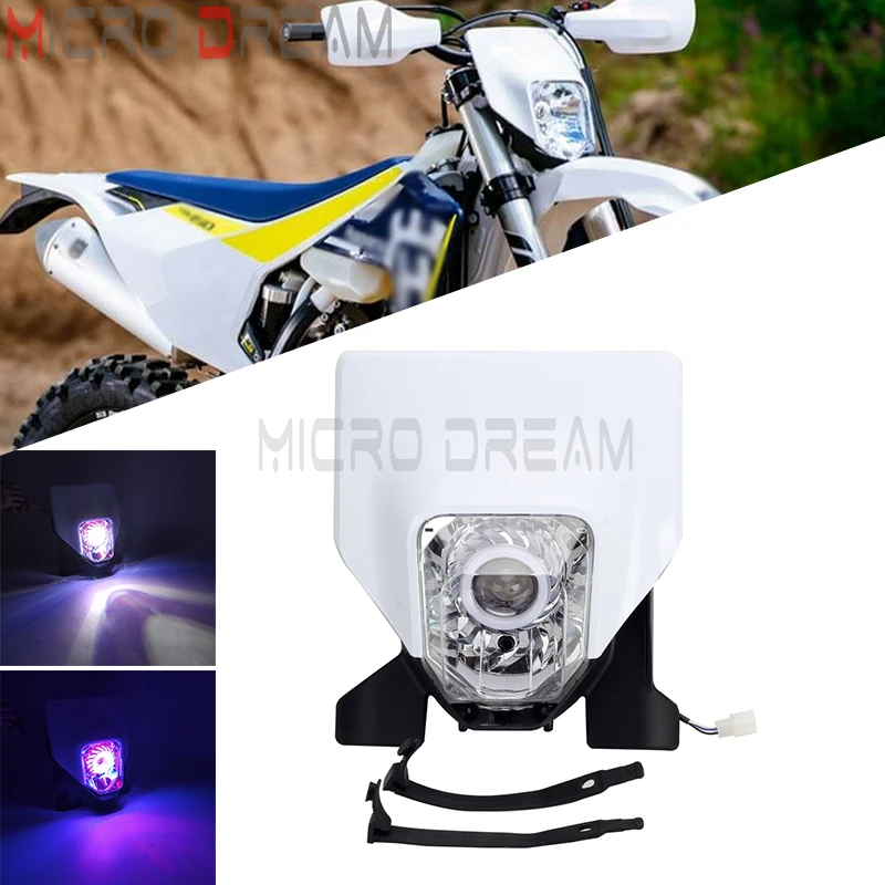 Headlight LED Angel Eyes Projector For FC FX TE FE Enduro 125 250 350 450 501 TX 300 Enduro Motocross Headlamp Head Lamp Lights