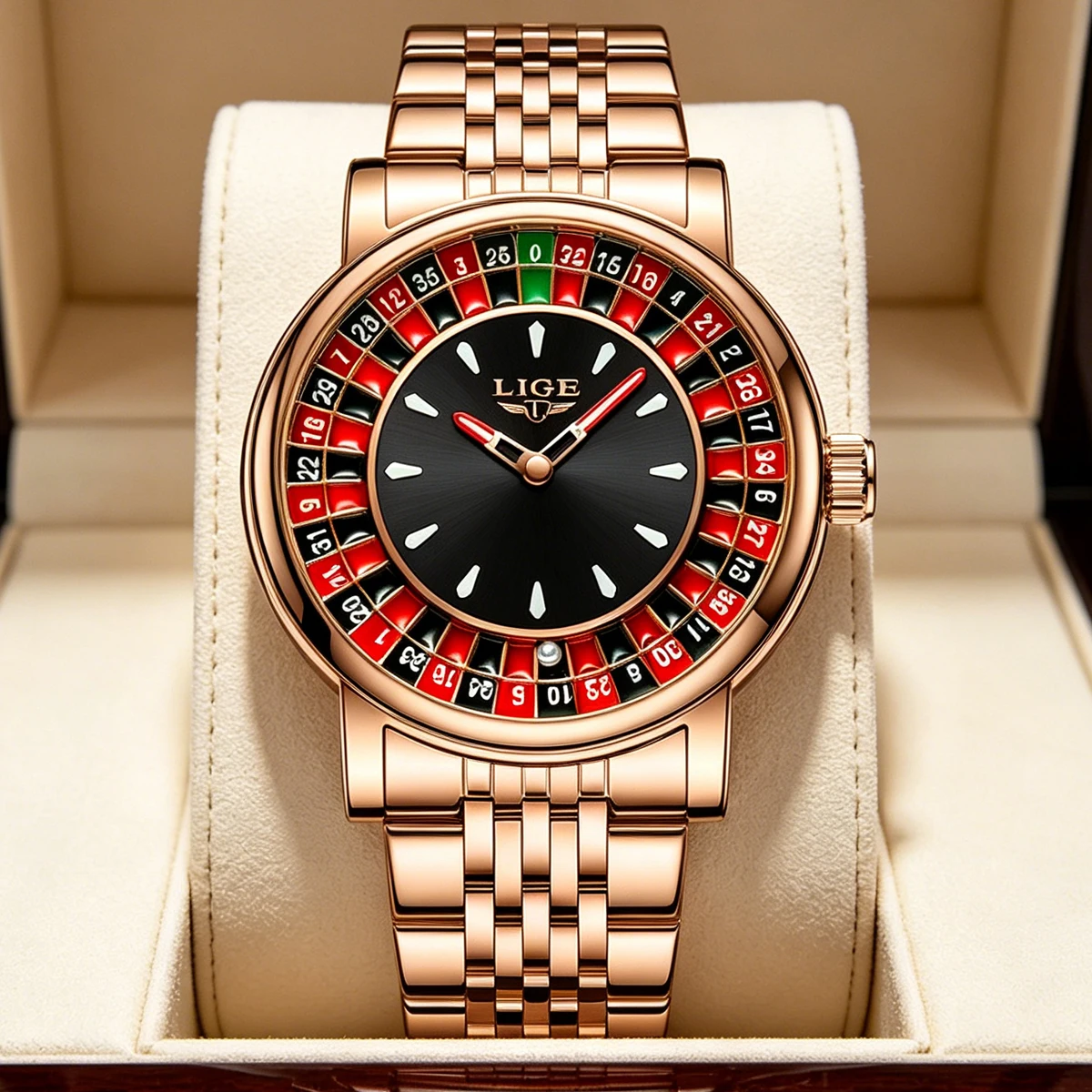LIGE Fashion Men Watch Rotating Dial Las Vegas Roulette Desktop Theme Watch Men Waterproof Luminous Clock Watches Creative Clock