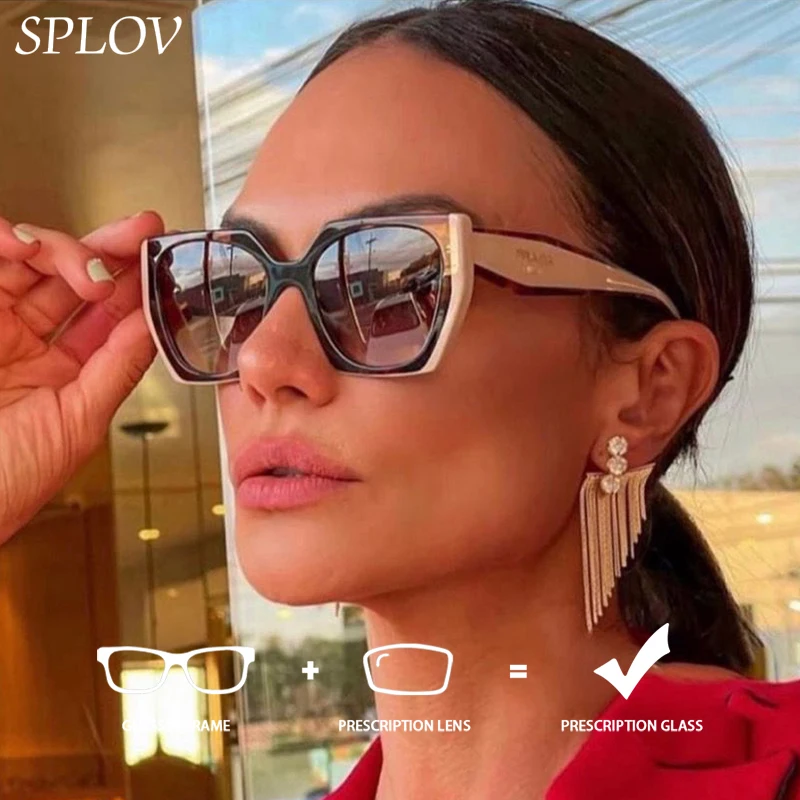

SPLOV Customized Polarized Prescription Sunglasses with Large Frame Design for Women's Street Photography Vacation Sunglasses