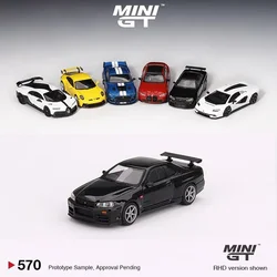 MINI GT 1/64 Model Car Skyline GTR (R34) V-Spec Black Alloy Die-cast Vehicle Collection # 570 Black