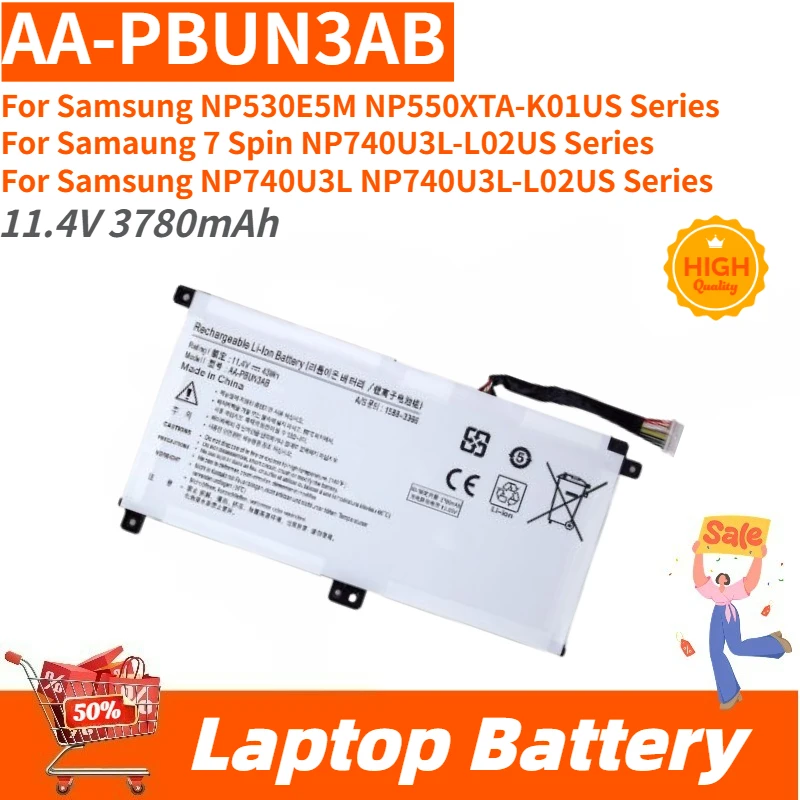 

100% New High Quality AA-PBUN3AB Laptop Battery 11.4V 3780mAh For Samsung Notebook 7 NP740U3M-K01US BA43-00377A NP740U3L-L02US