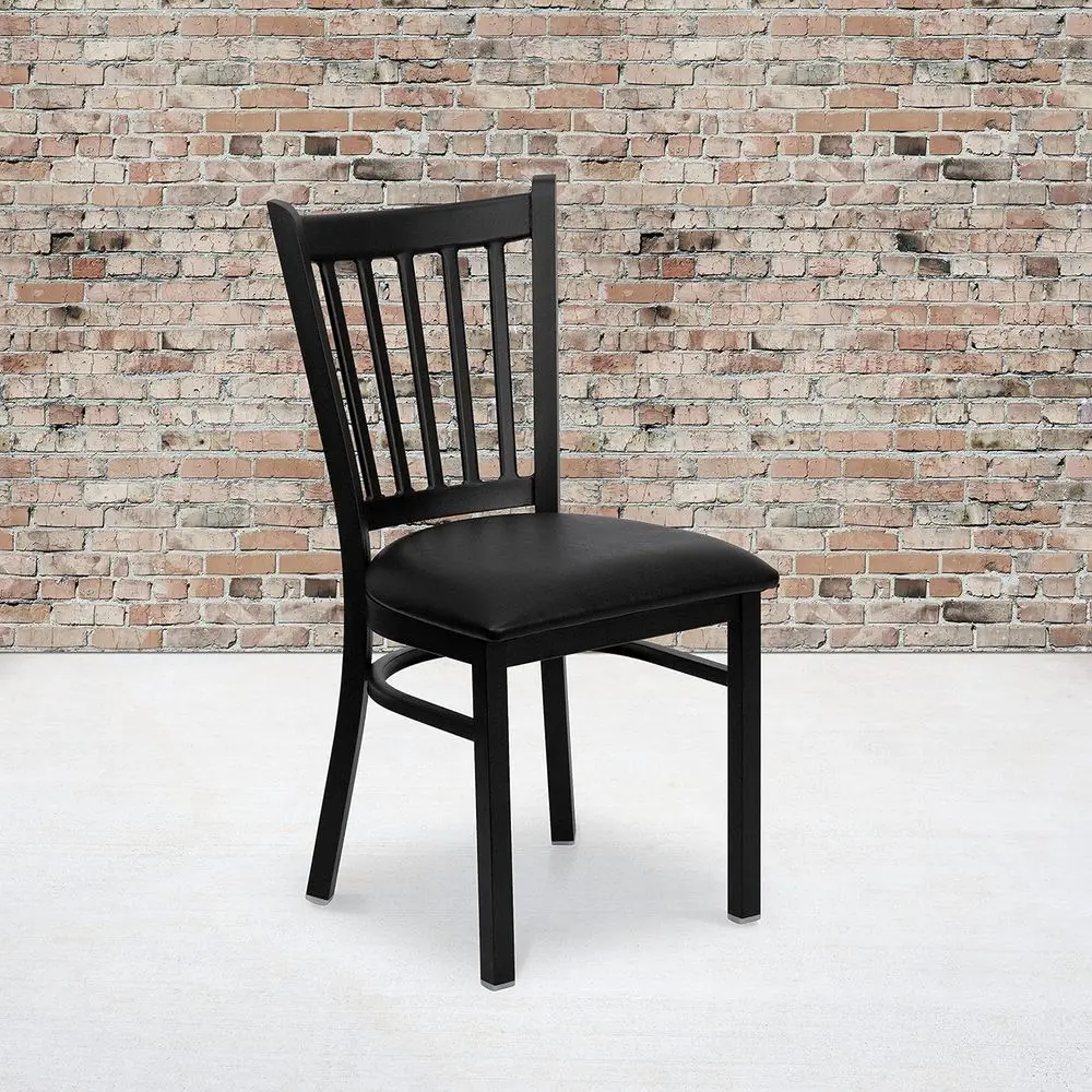 

2-Pack Black Metal Restaurant Chairs with Black Vinyl Seats