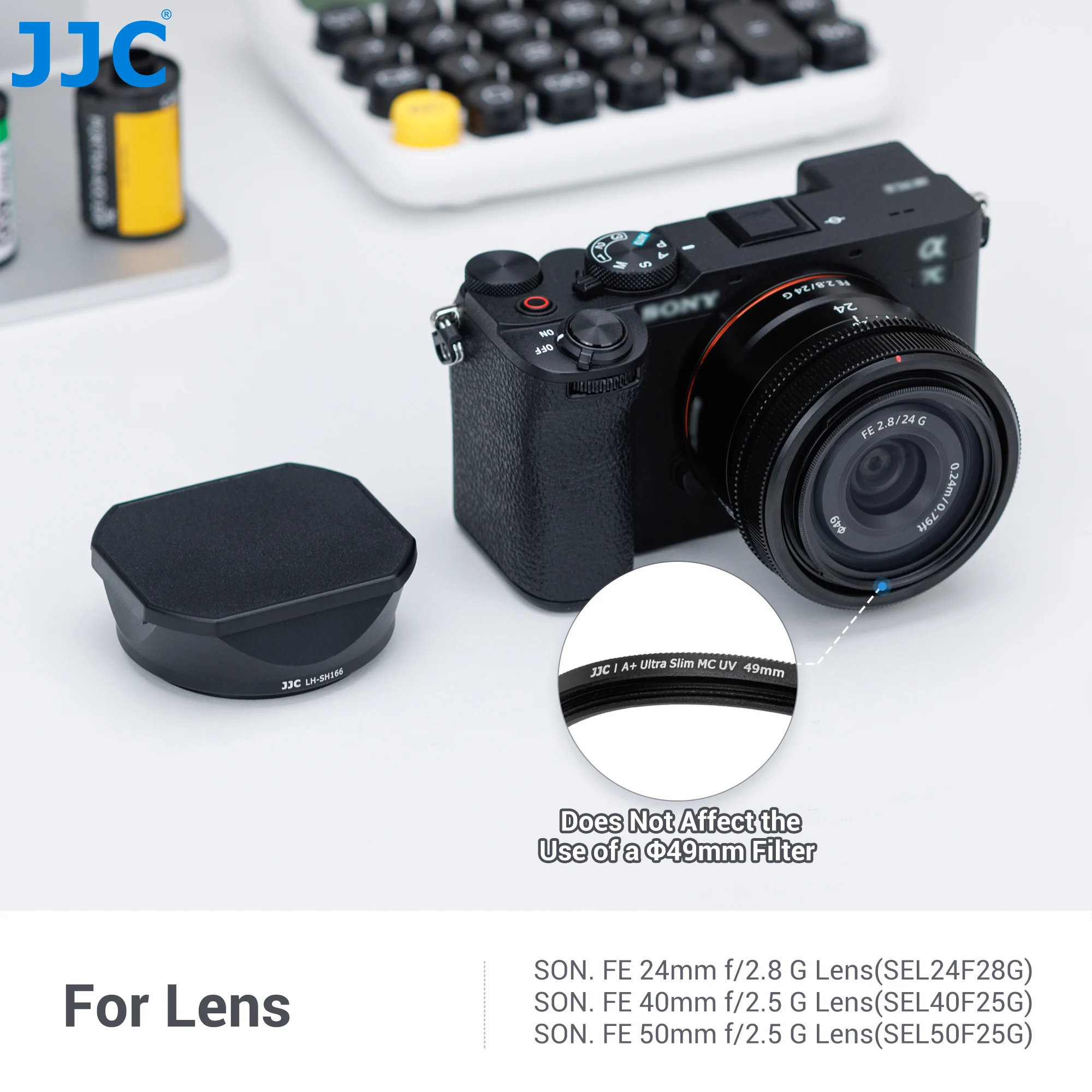 JJC Lens Hood For Sony FE 24mm f/2.8 G Lens(SEL24F28G)/ FE 40mm f/2.5 G Lens(SEL40F25G) /FE 50mm f/2.5 G Lens(SEL50F25G) Lens