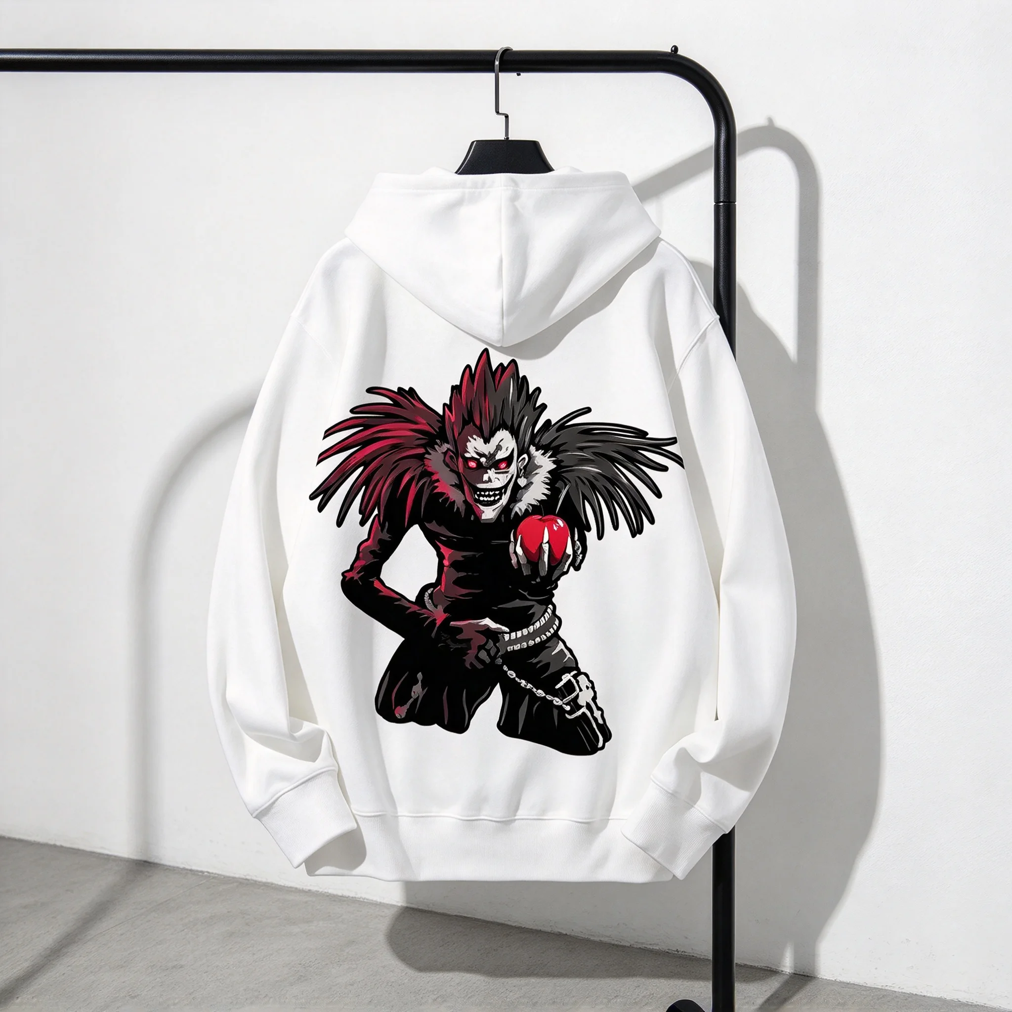 Men's Death Note Ryuk Graphic Hoodie - Menswear Long Sleeve, Soft Cotton Fabric, Breathable Casual, Japanese Aesthetic Harajuku Streetwear, Unisex Couple Cozy Fall Winter Oversized Outfit Gift,sohochic
