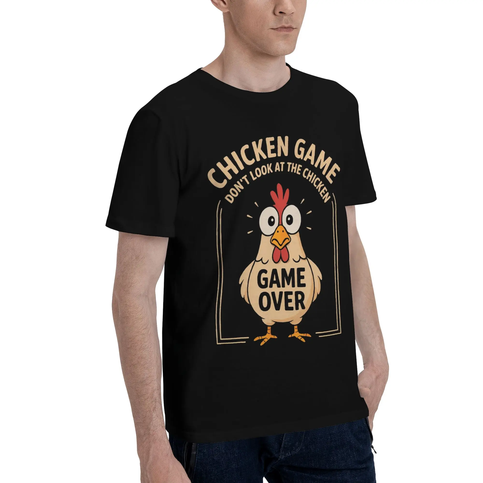Chicken Game Dont Look At The Chicken Merch Men Women T Shirts Cotton Tee Graphic Printed  T-shirt Clothing